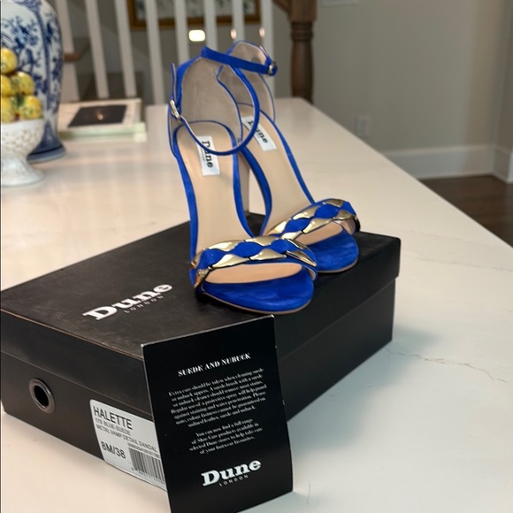 Dune London Blue and Gold Heels - Picture 1 of 11